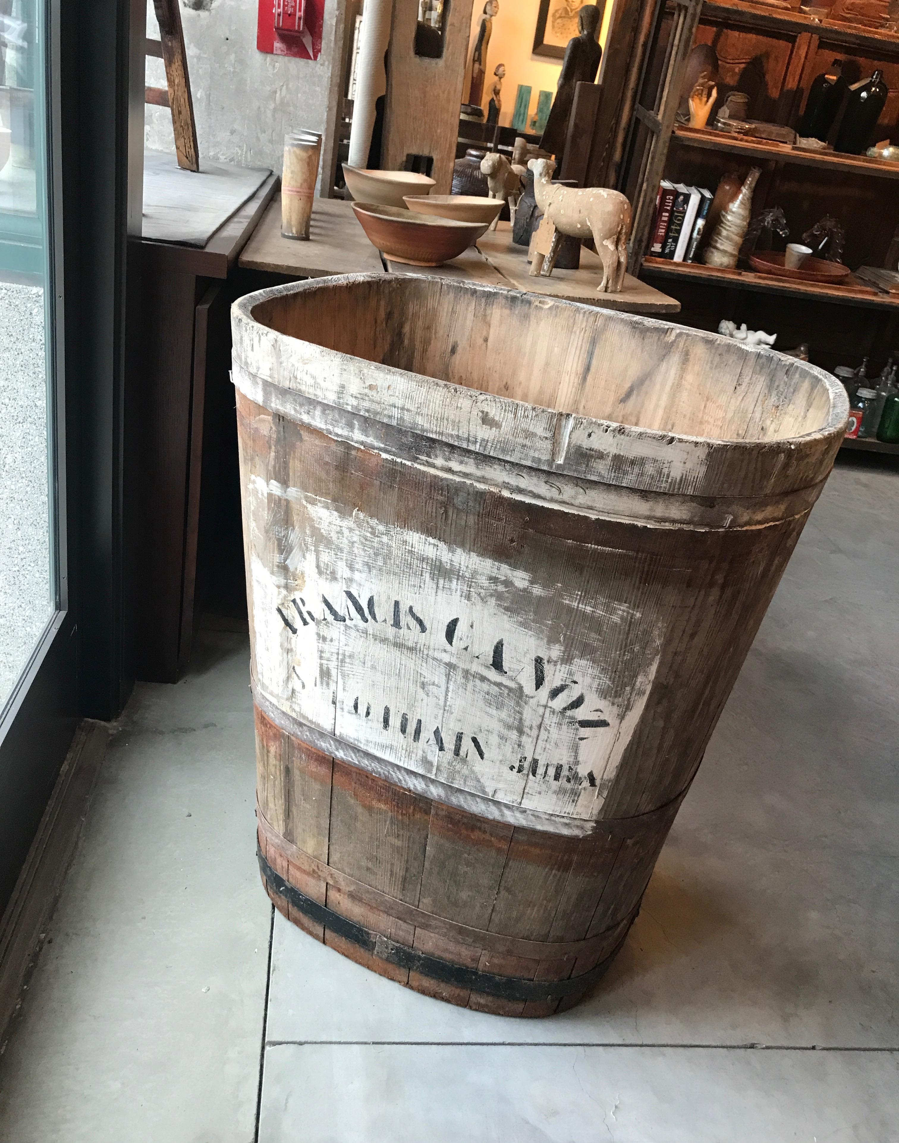 19th Century French Wine Grape Harvest Bin with Old Painted Stencils, from Burgundy