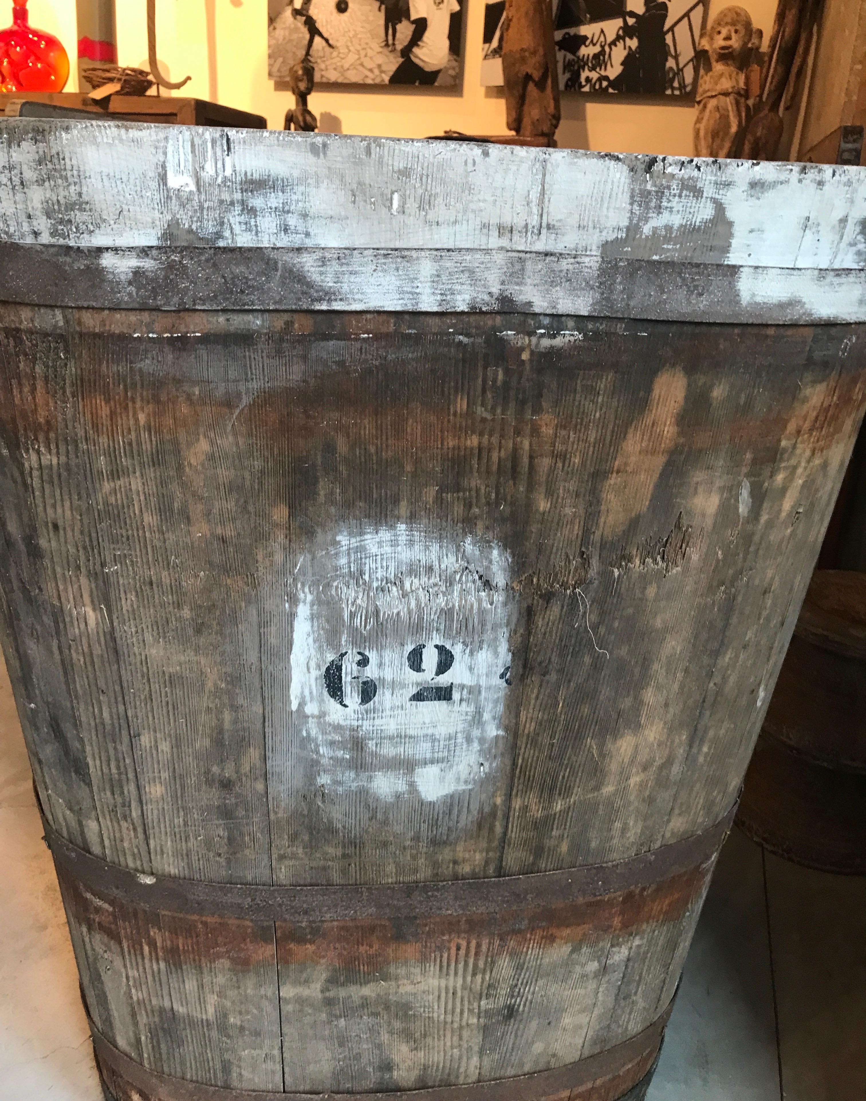 French Wine Grape Harvest Bin with Old Painted Stencils, from Burgundy 1