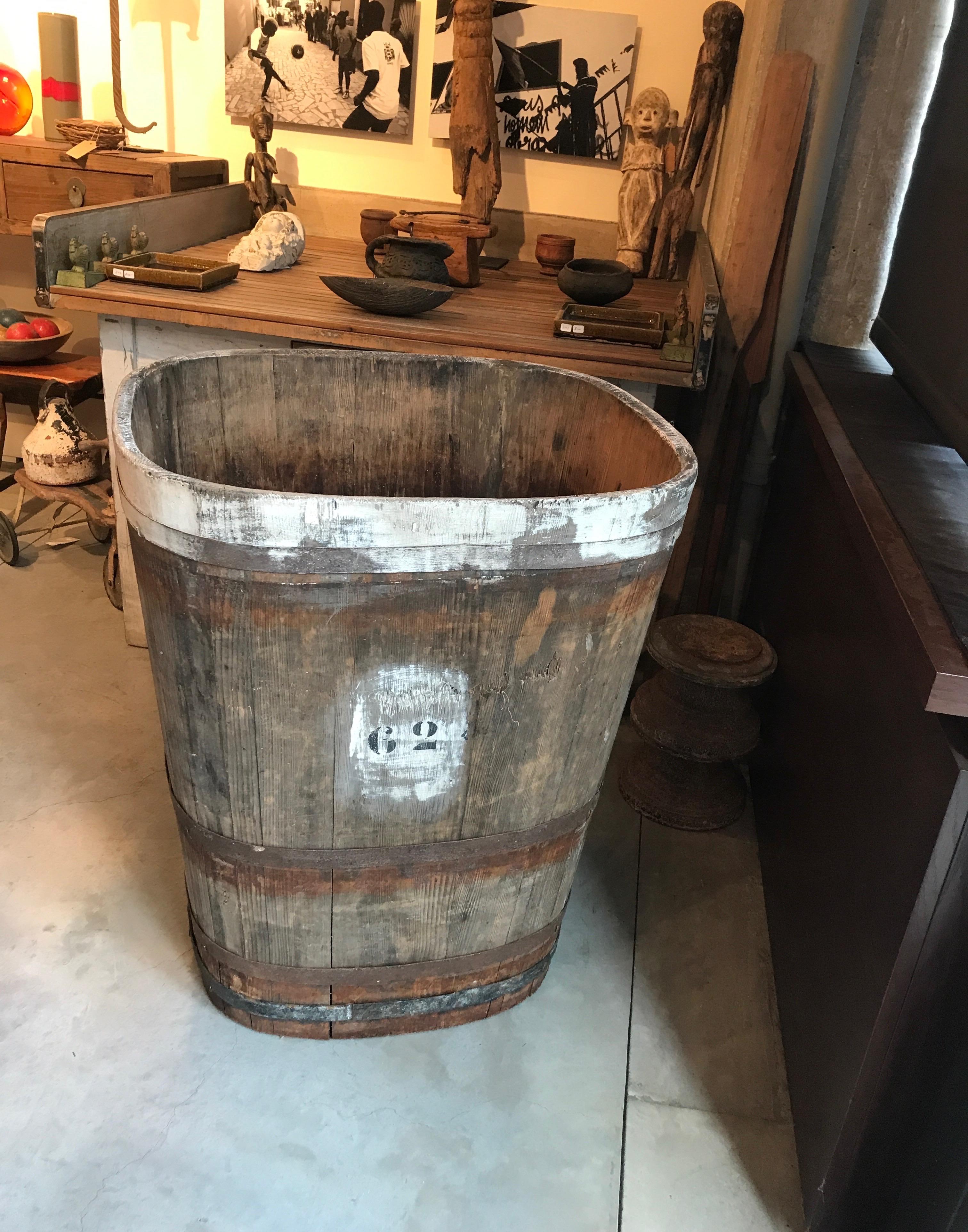 French Wine Grape Harvest Bin with Old Painted Stencils, from Burgundy 3