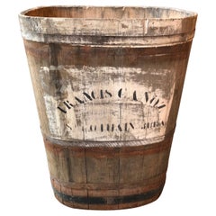 Antique French Wine Grape Harvest Bin with Old Painted Stencils, from Burgundy