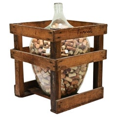 Antique French Wine Keg in Oak Crate