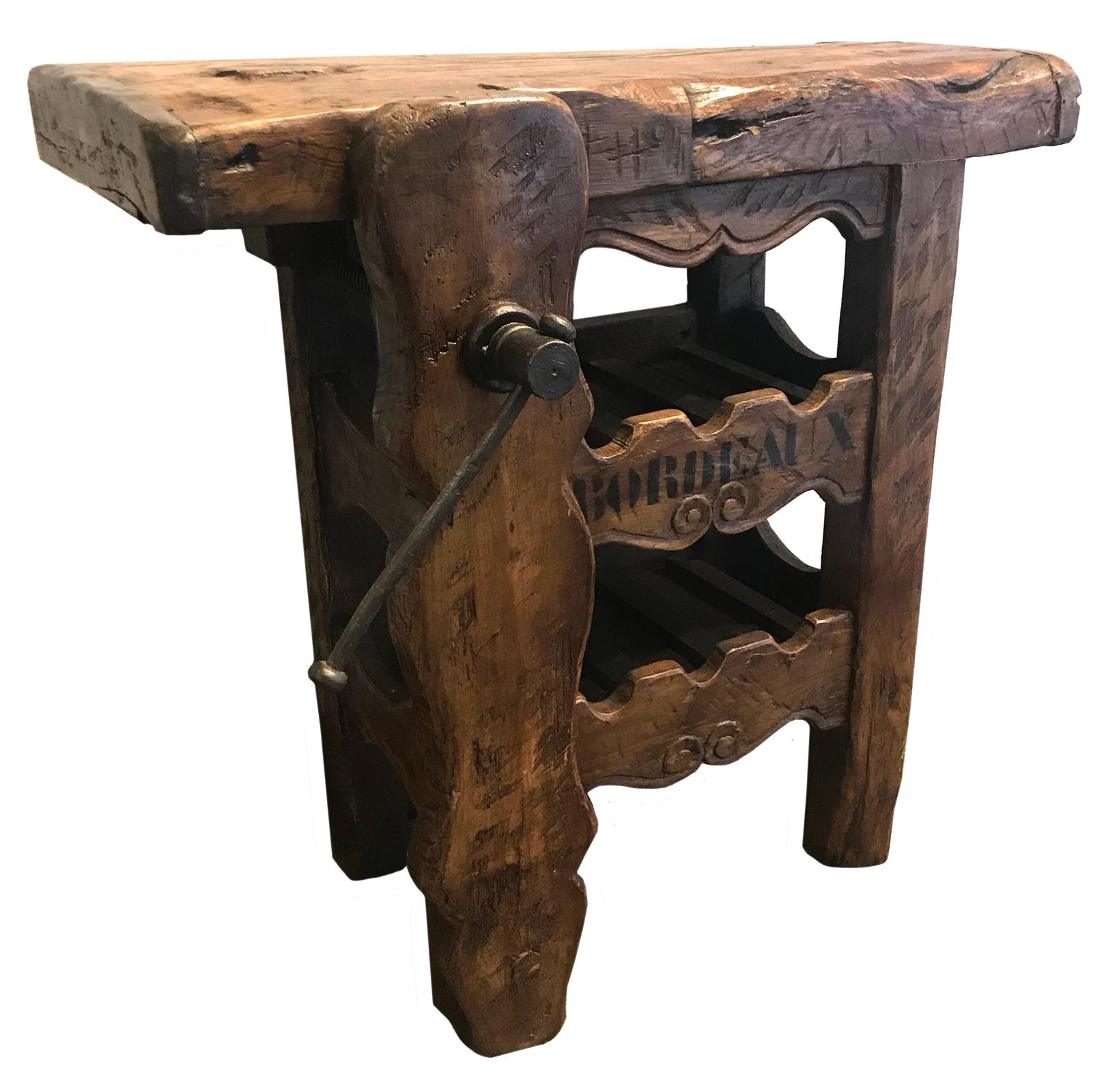 Made from 19th century French walnut, each bench dates to the 1870s in Lyon. Each bench bears the marks of generations of use. A small furniture maker in Lyon has recently acquired a limited number of these traditional benches, side-tables, and