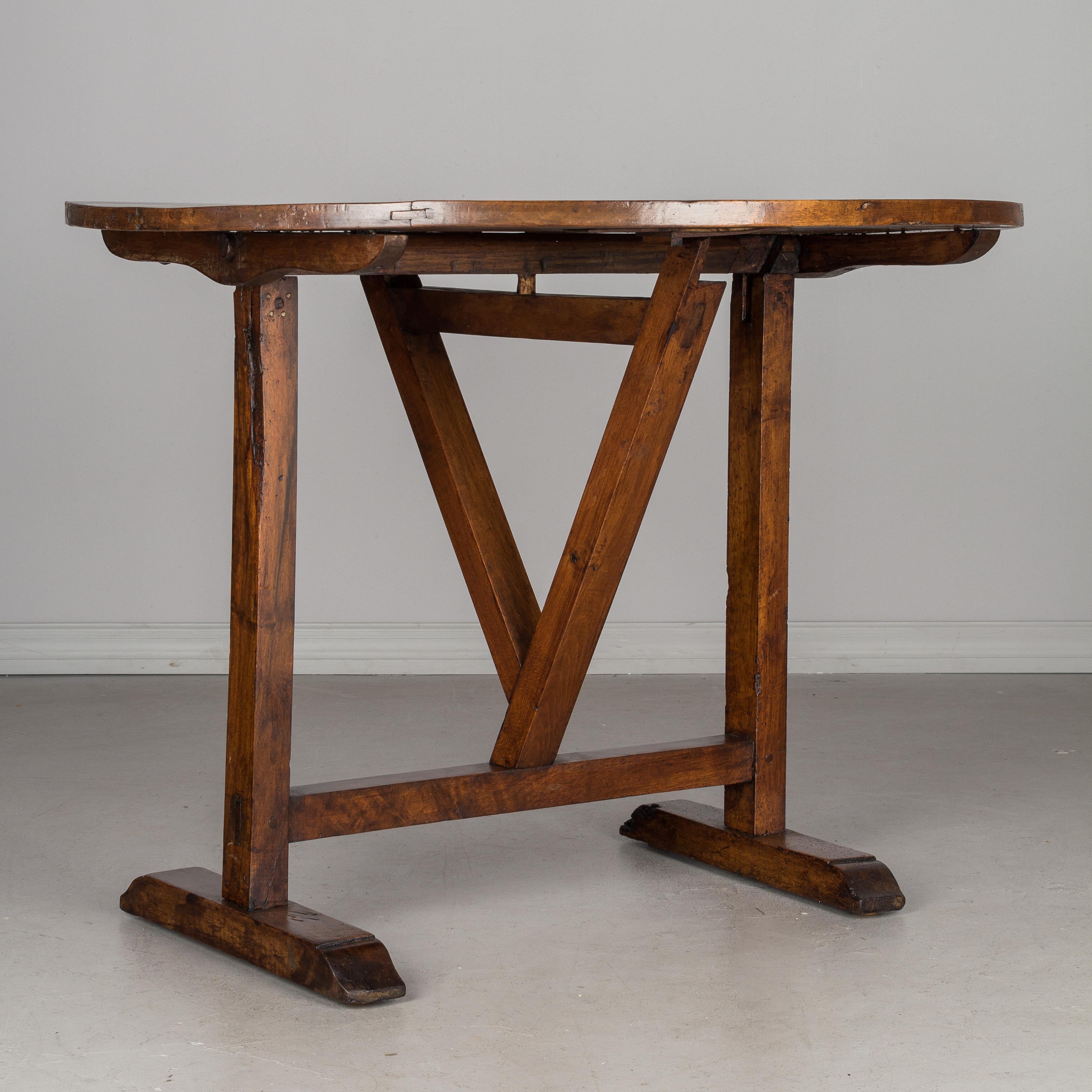 Walnut French Wine Tasting Table or Tilt-Top Table
