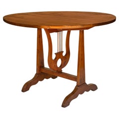 French Wine Tasting Vendange Round Tilt-Top Table of Cherrywood