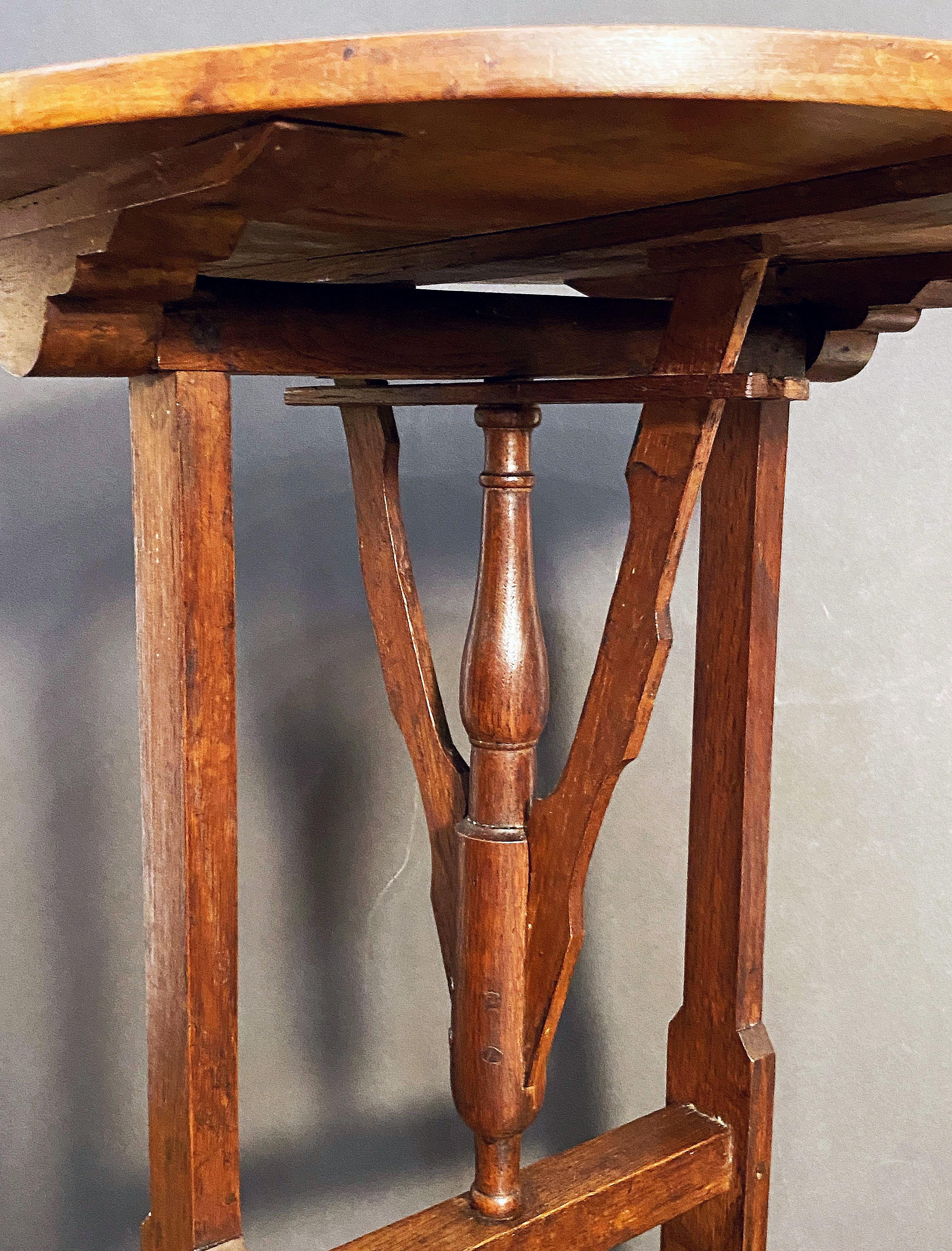 French Wine Tasting Vendange Tilt-Top Table of Cherry and Chestnut 5