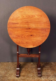 French Wine Tasting Vendange Tilt-Top Table of Cherry and Chestnut