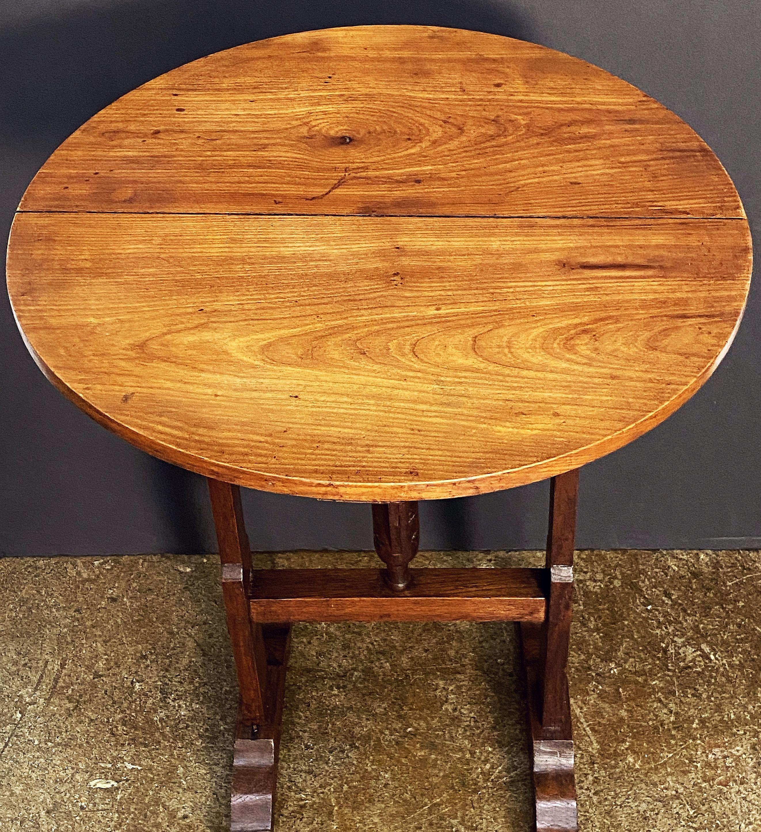 French Wine Tasting Vendange Tilt-Top Table of Cherry and Chestnut 1