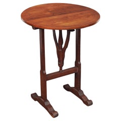 French Wine Tasting Vendange Tilt-Top Table of Cherry and Chestnut