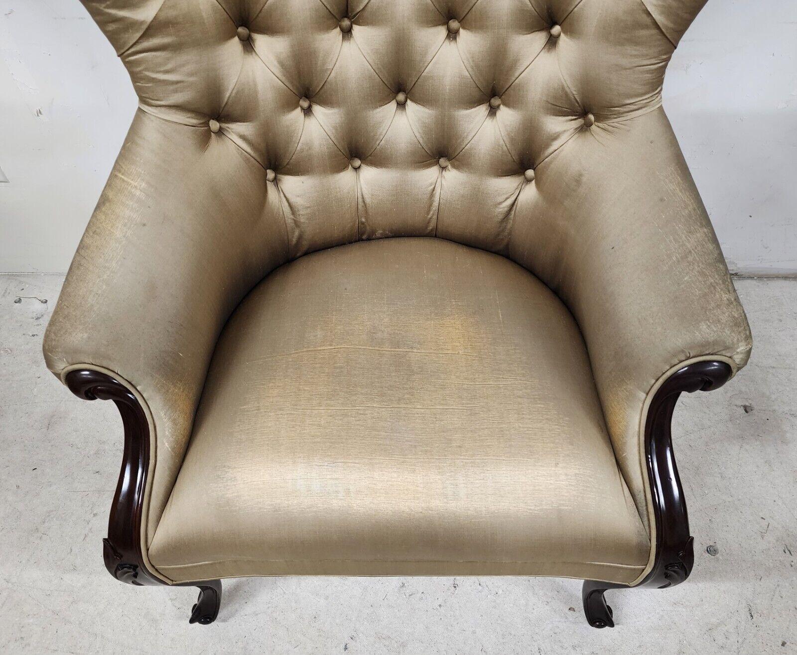 Silk French Wingback Armchair by Christopher Guy For Sale