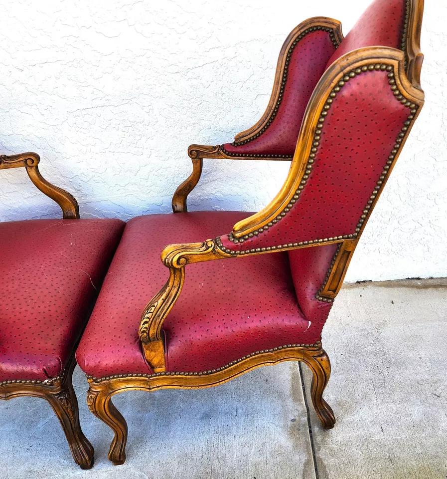 French Wingback Chairs by BAKER Pair For Sale 6