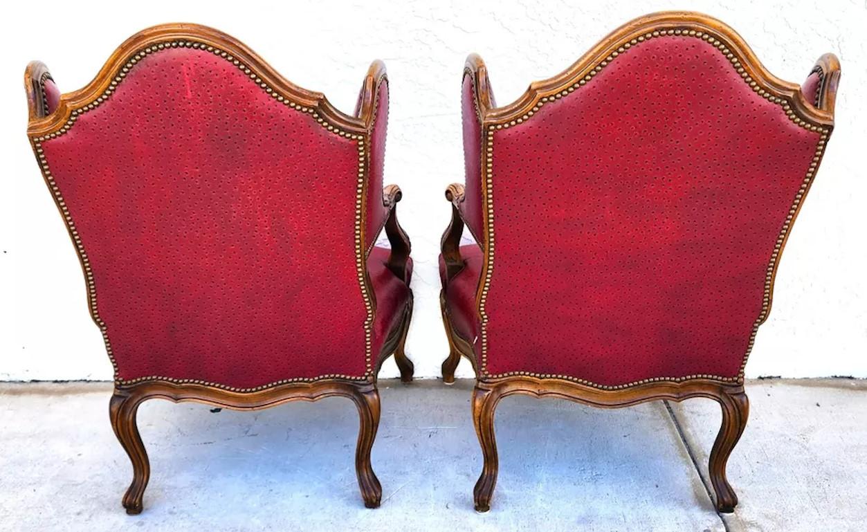 French Wingback Chairs by BAKER Pair In Good Condition For Sale In Lake Worth, FL