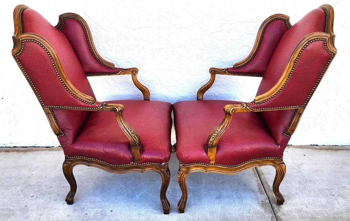 Late 20th Century French Wingback Chairs by BAKER Pair For Sale