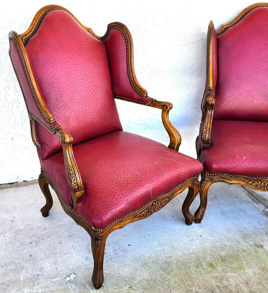 French Wingback Chairs by BAKER Pair For Sale 1