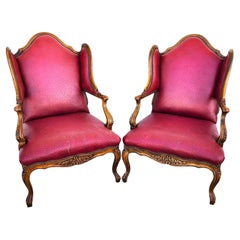 French Wingback Chairs by BAKER Pair