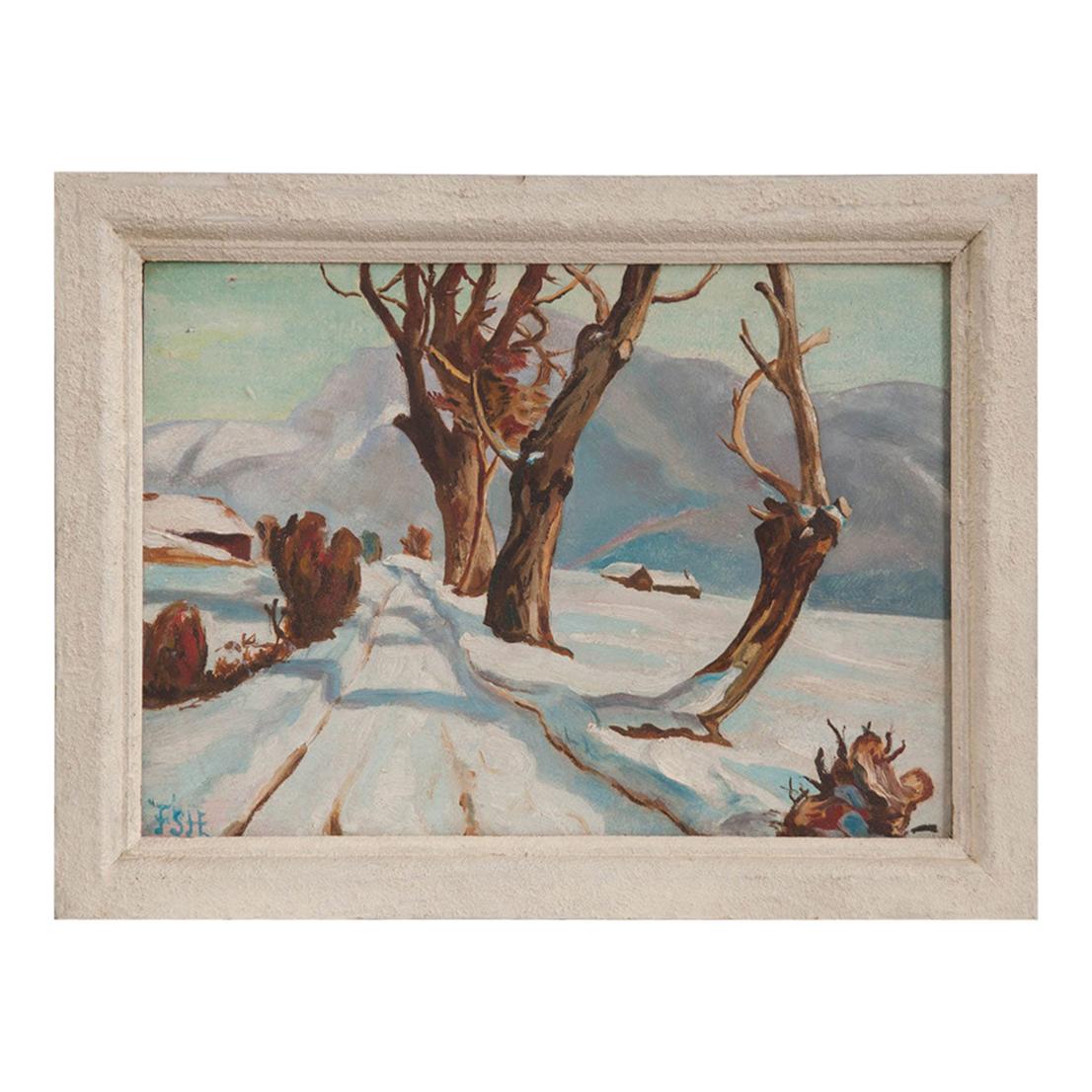 French Winter Landscape Painting
