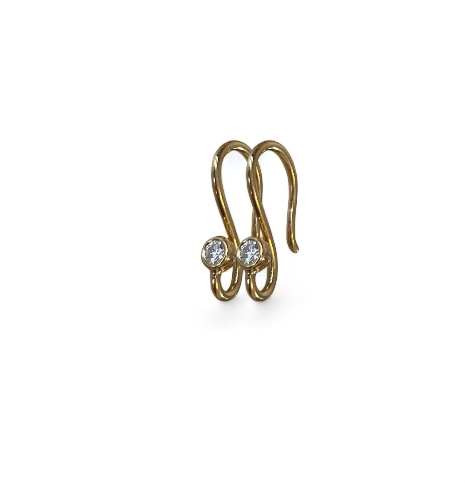 Brilliant Cut French wire earring with Natural Diamonds earring in 18k solid gold
