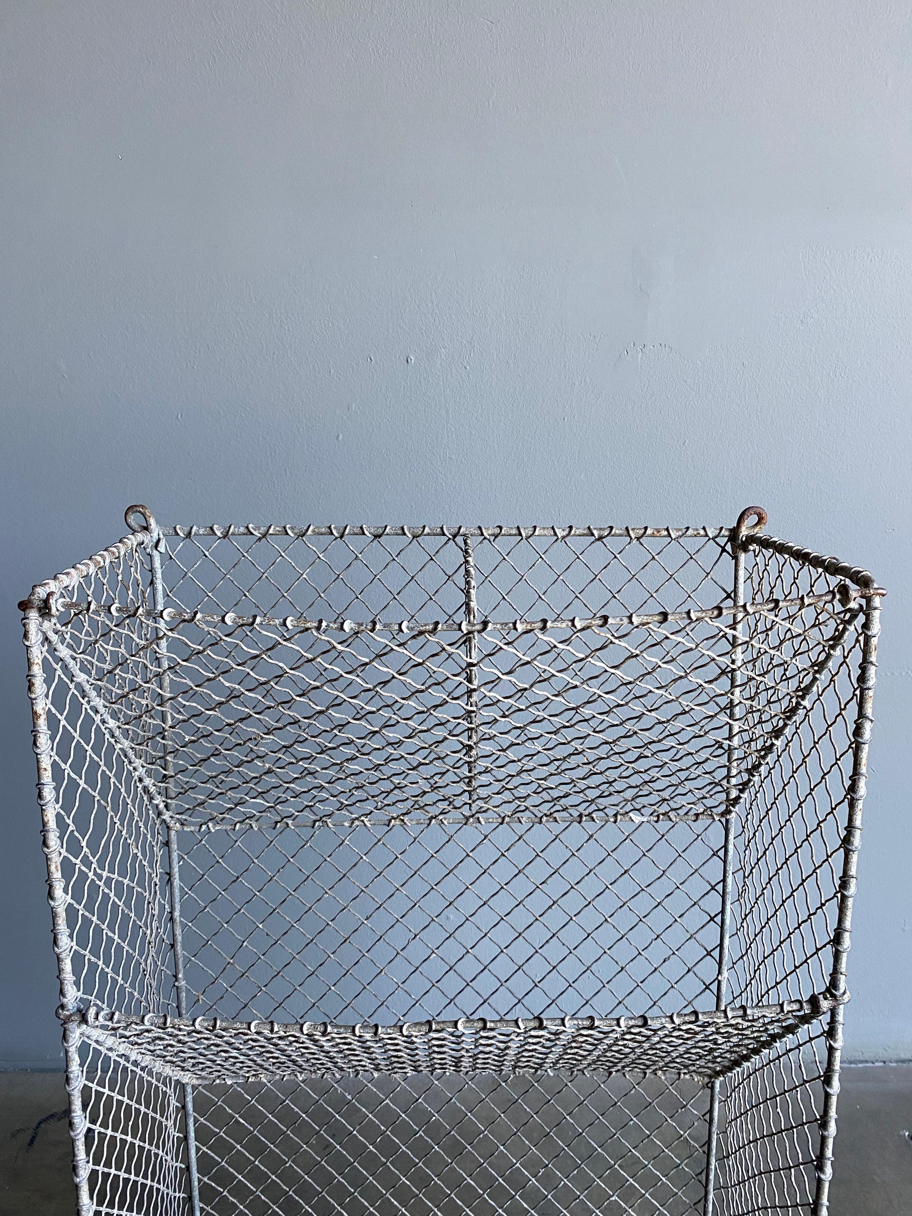 French Wire Hanging Basket, circa 1950 In Good Condition In Costa Mesa, CA