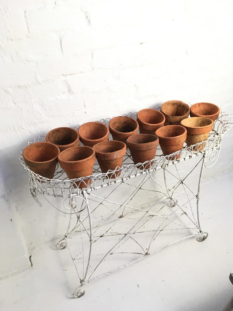 Cold-Painted French Wire Plant Stand, Early 1900s