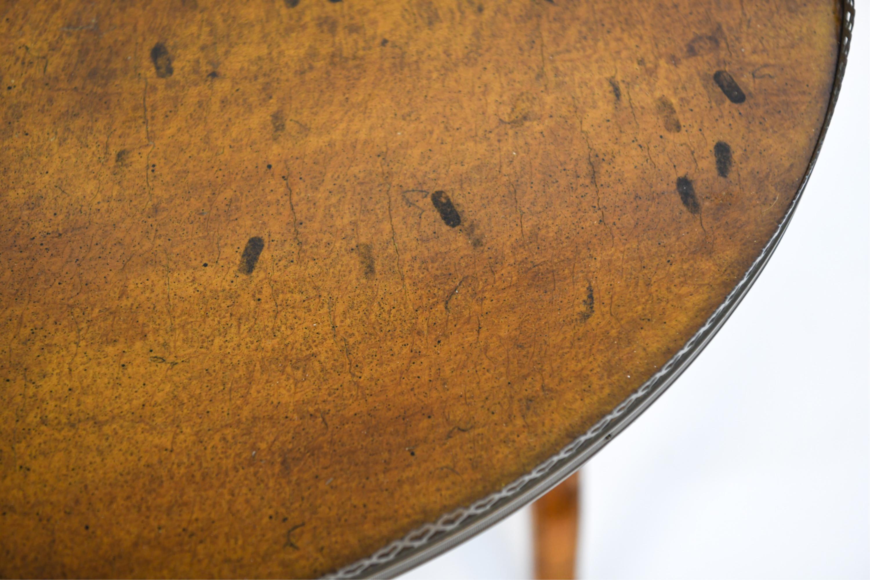 European Oval French Table with Brass Gallery For Sale