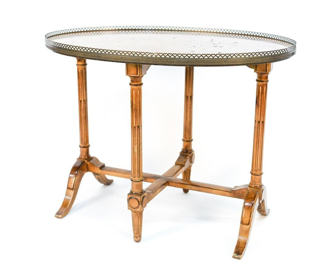 Oval French Table with Brass Gallery For Sale 1