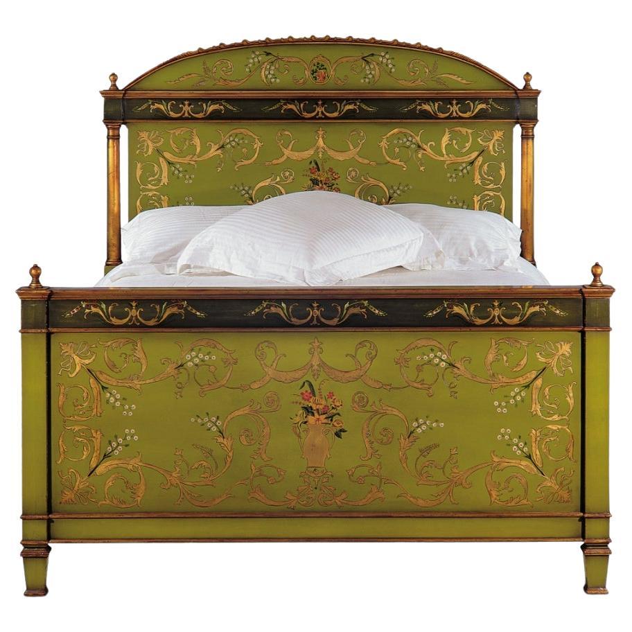 French with Italian Influence Style Hand Painted Flandes Bed For Sale
