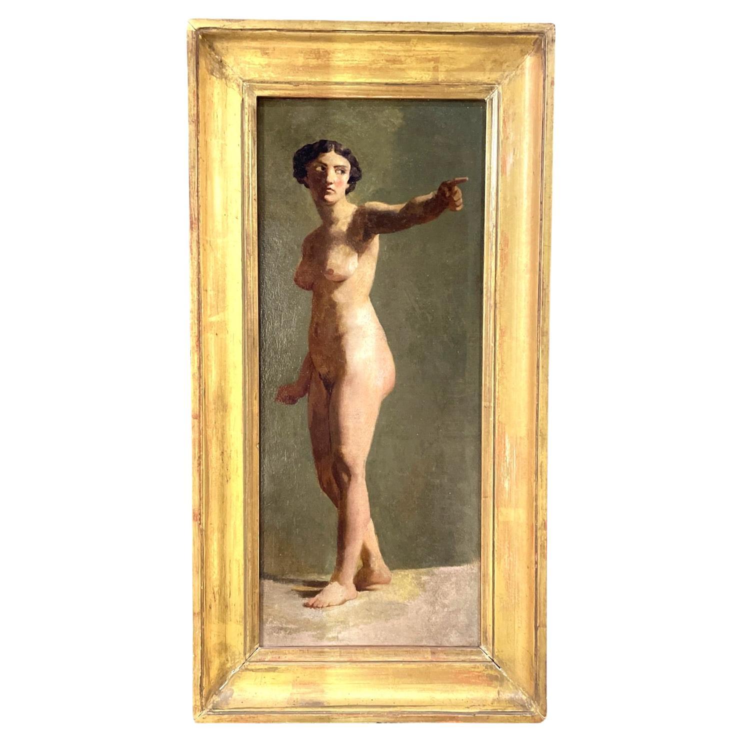 French Woman Nude Academic Oil on Cavas For Sale