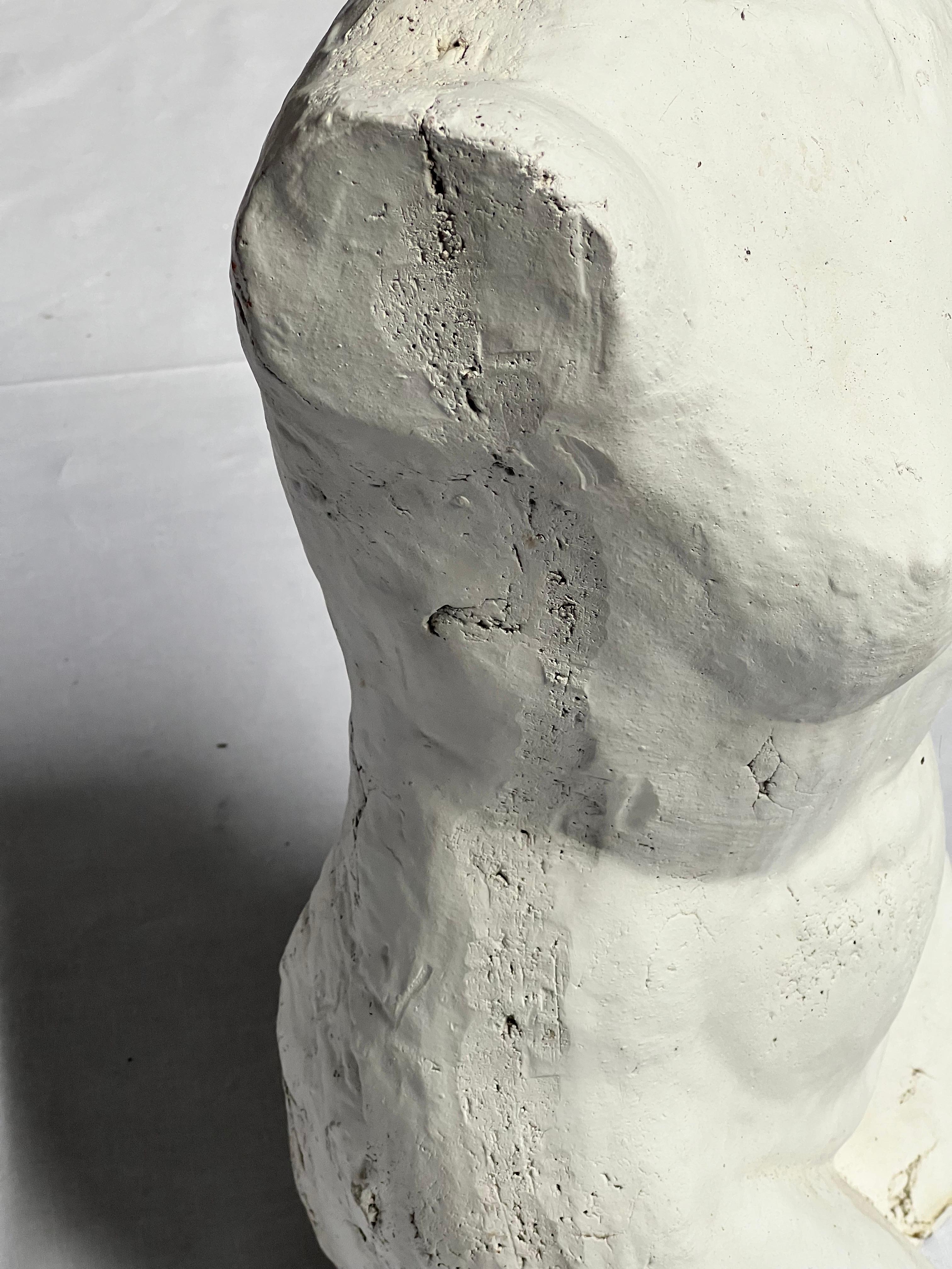 Brutalist  French Woman Torso in white painted clay, France 1960's, Nude For Sale