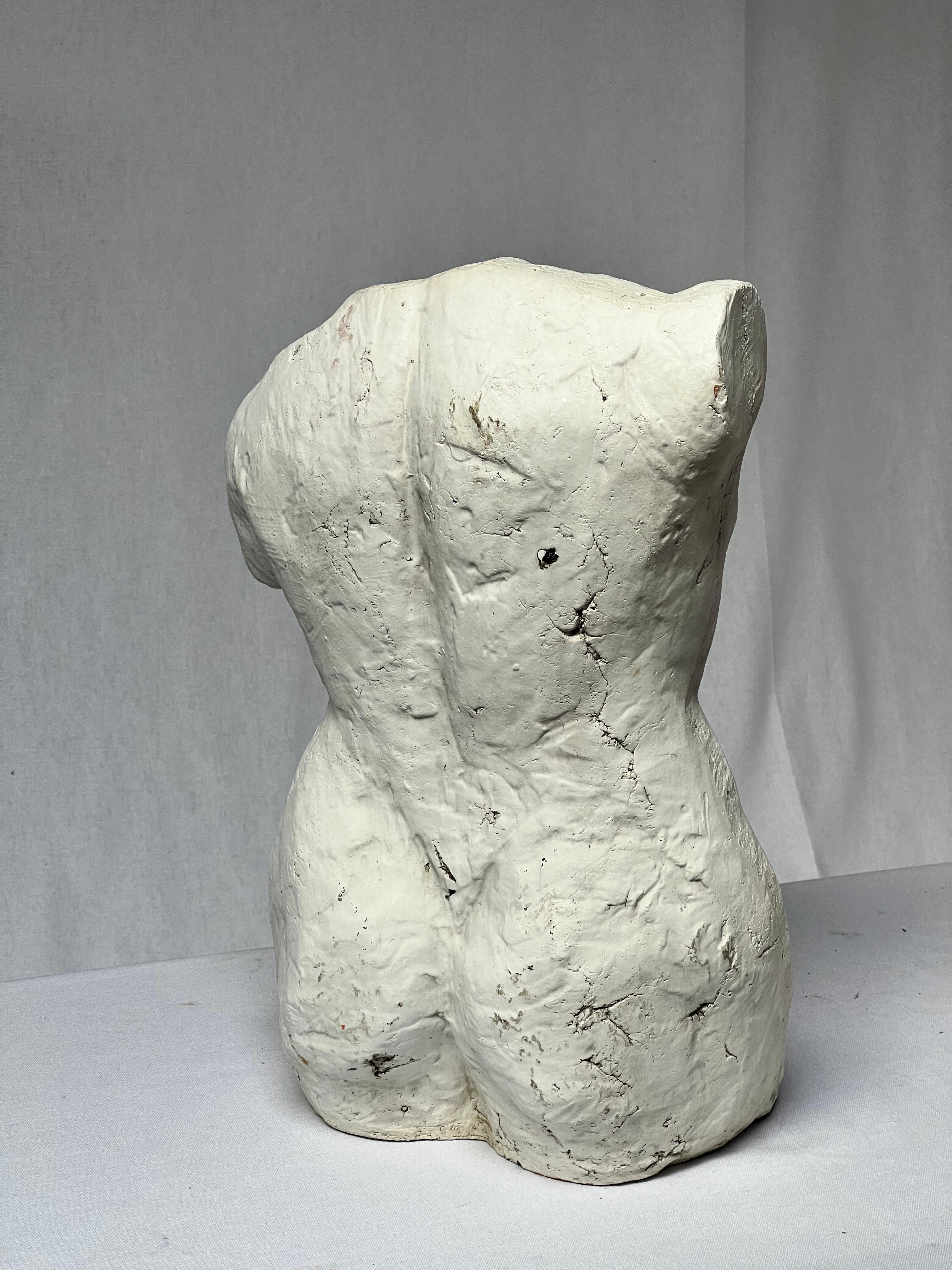 Hand-Crafted  French Woman Torso in white painted clay, France 1960's, Nude For Sale