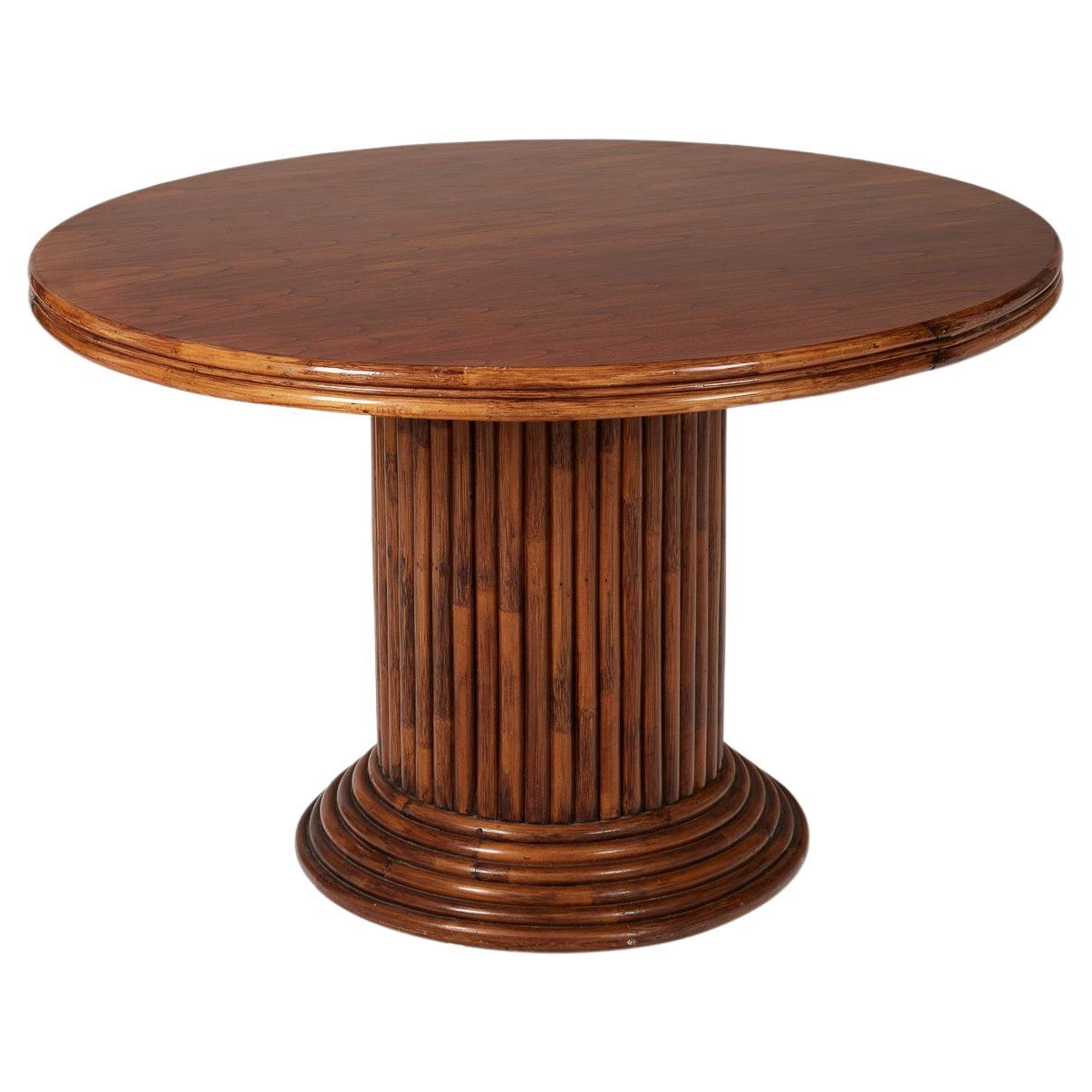 French wood and bamboo dining table For Sale