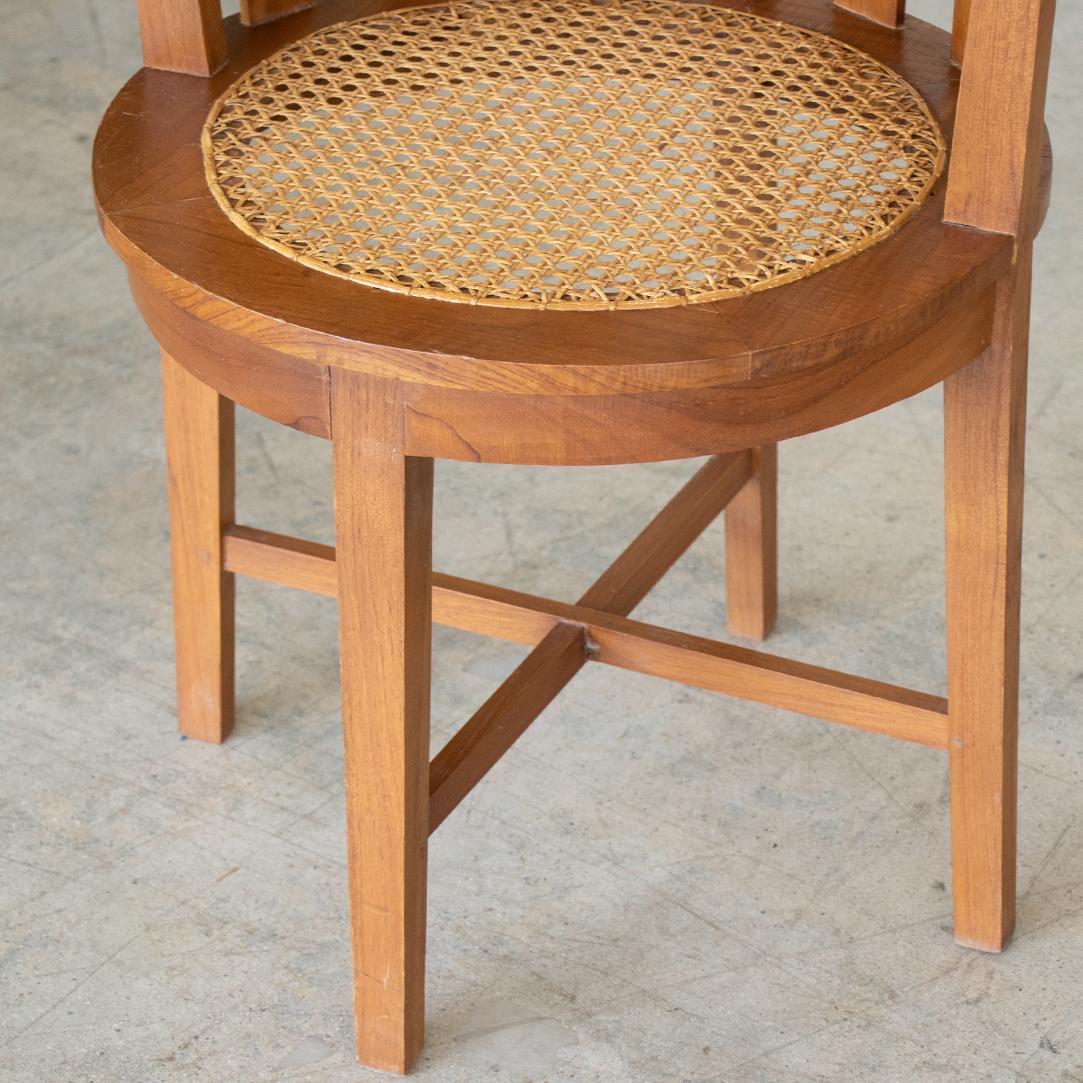 French Wood and Cane Corner Chair  6