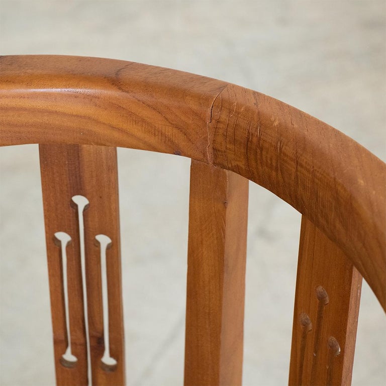 French Wood and Cane Corner Chair at 1stDibs