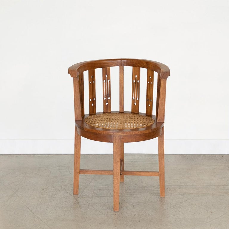 French Wood and Cane Corner Chair at 1stDibs