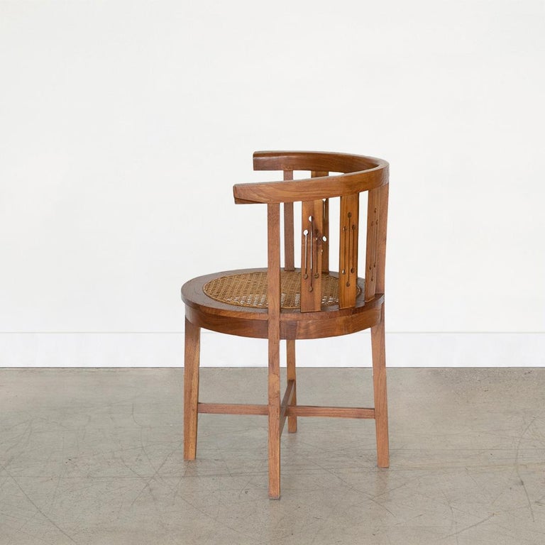 French Wood and Cane Corner Chair at 1stDibs