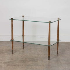 French Wood and Glass Two-Tier Side Table