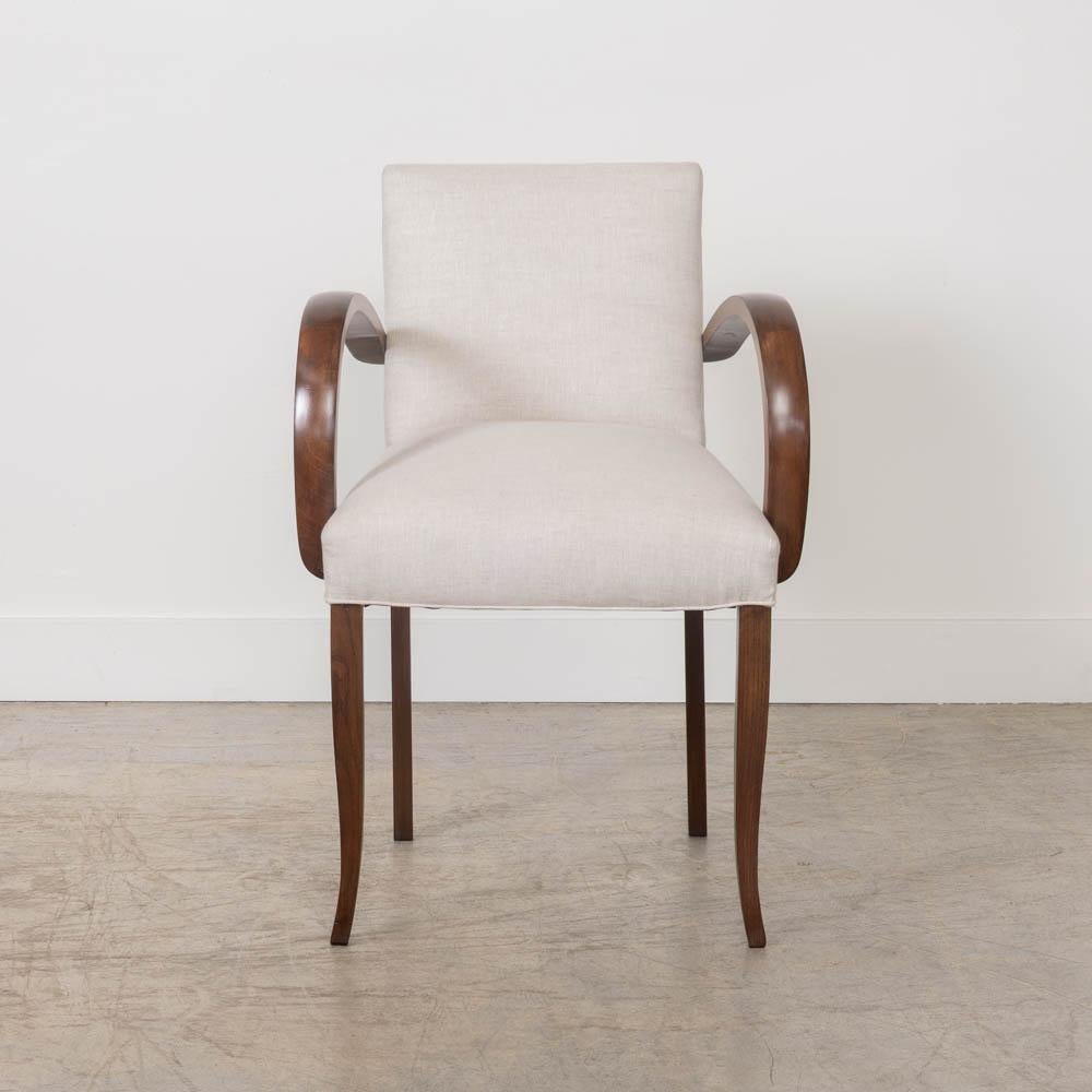Sedia laterale francese in Wood e lino in vendita 4