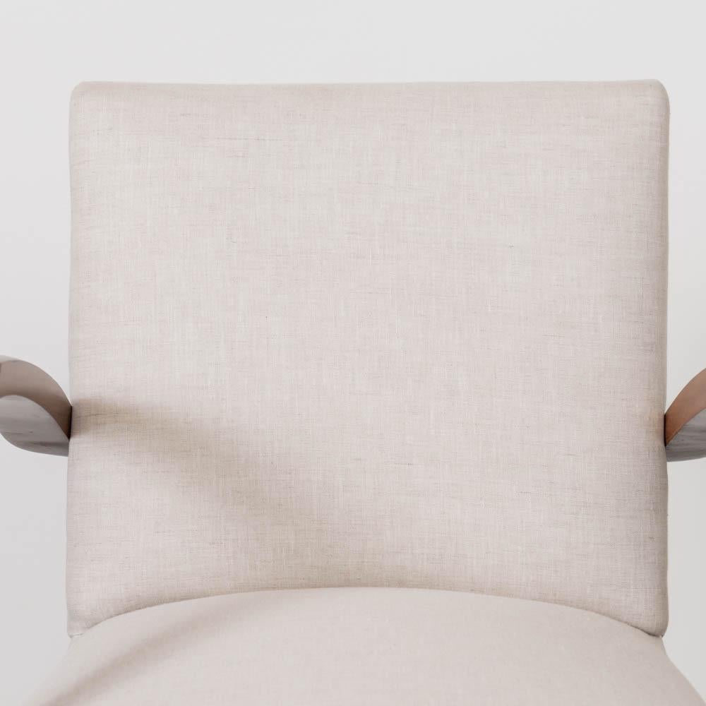 Sedia laterale francese in Wood e lino in vendita 5