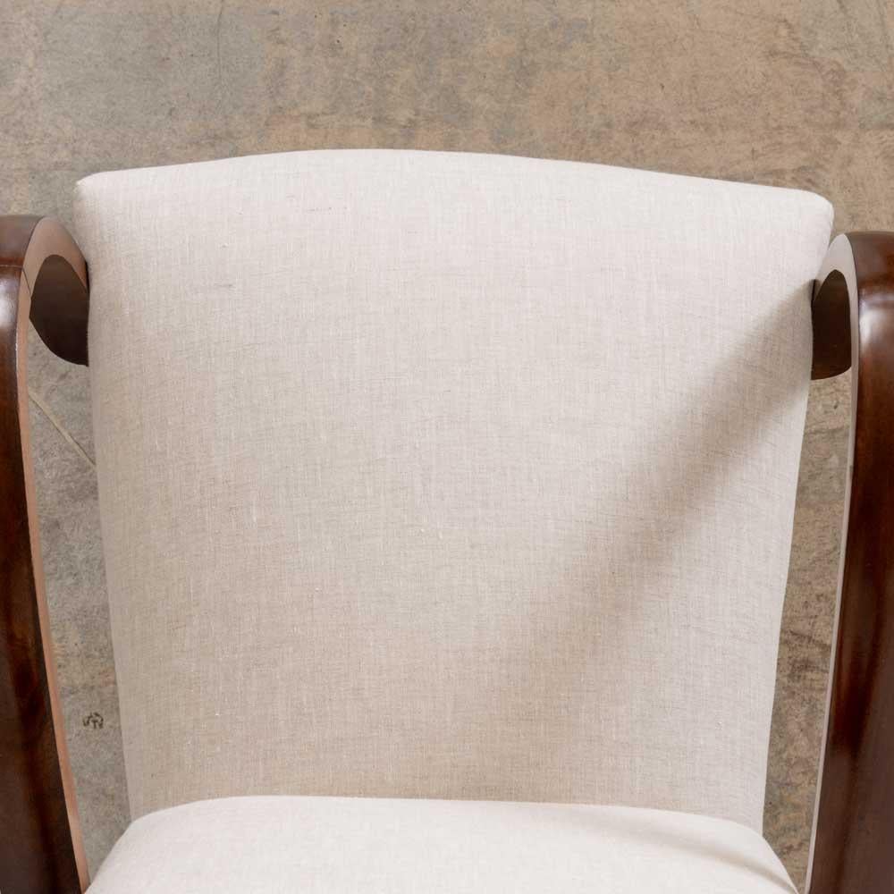 Sedia laterale francese in Wood e lino in vendita 6