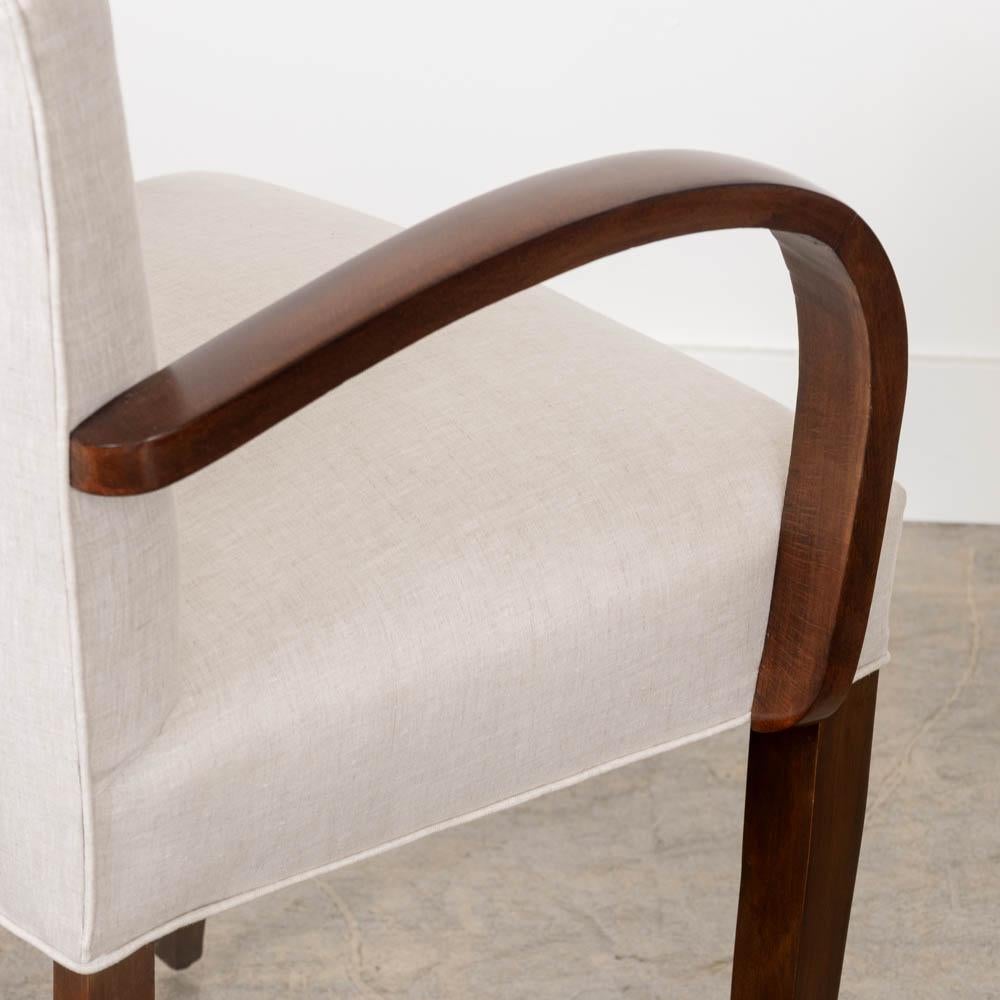 Sedia laterale francese in Wood e lino in vendita 7