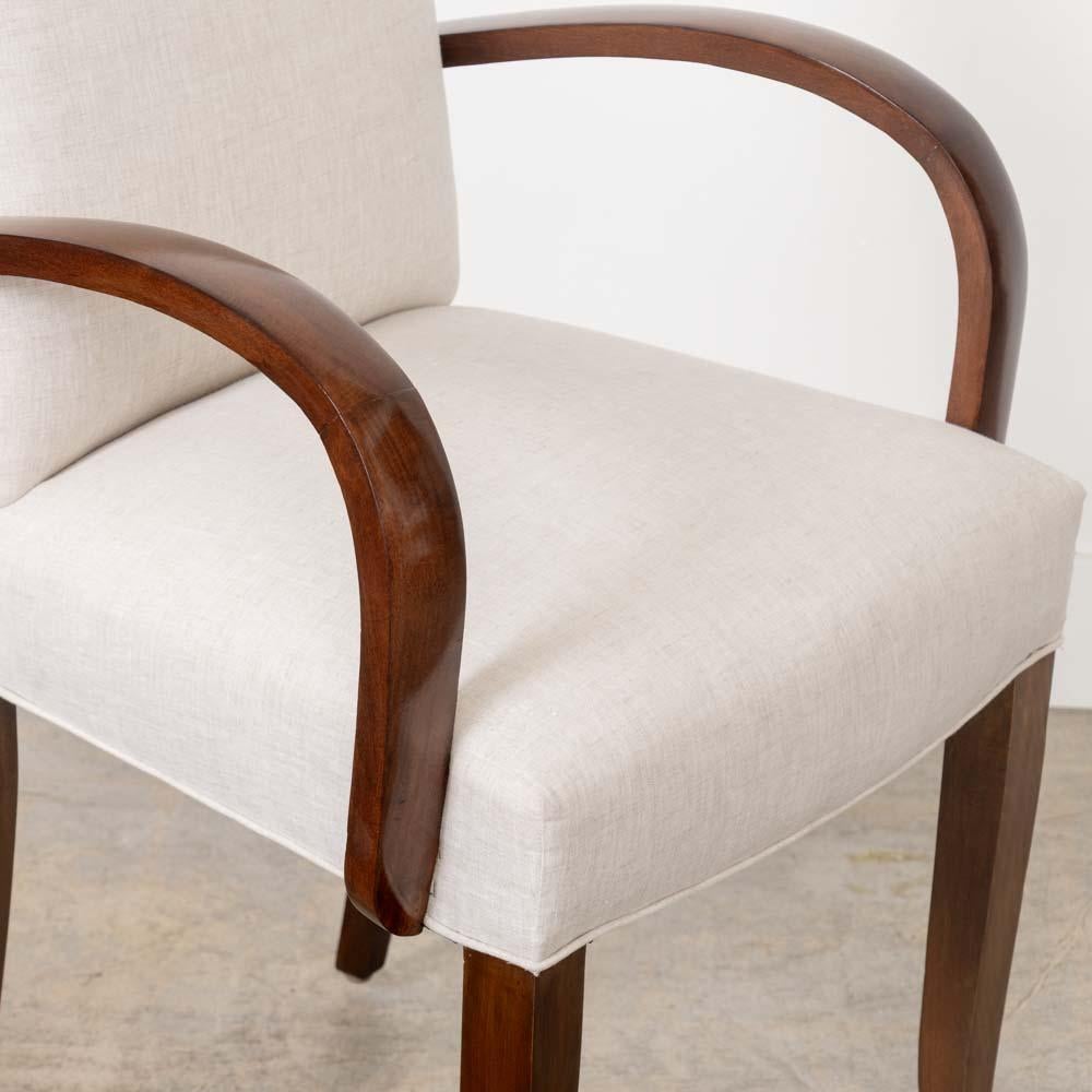 Sedia laterale francese in Wood e lino in vendita 8