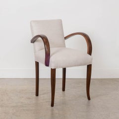 French Wood and Linen Side Chair