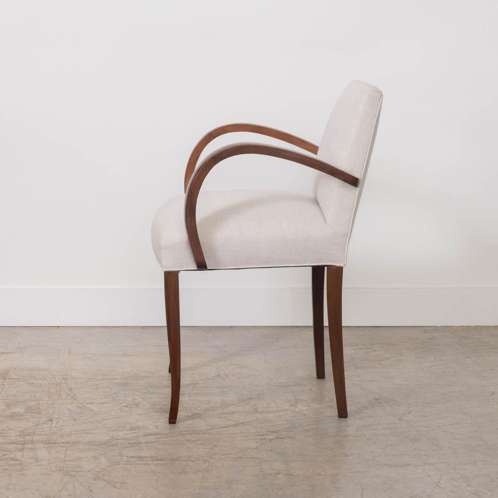 Sedia laterale francese in Wood e lino in vendita 1