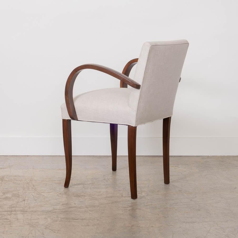 Sedia laterale francese in Wood e lino in vendita 2