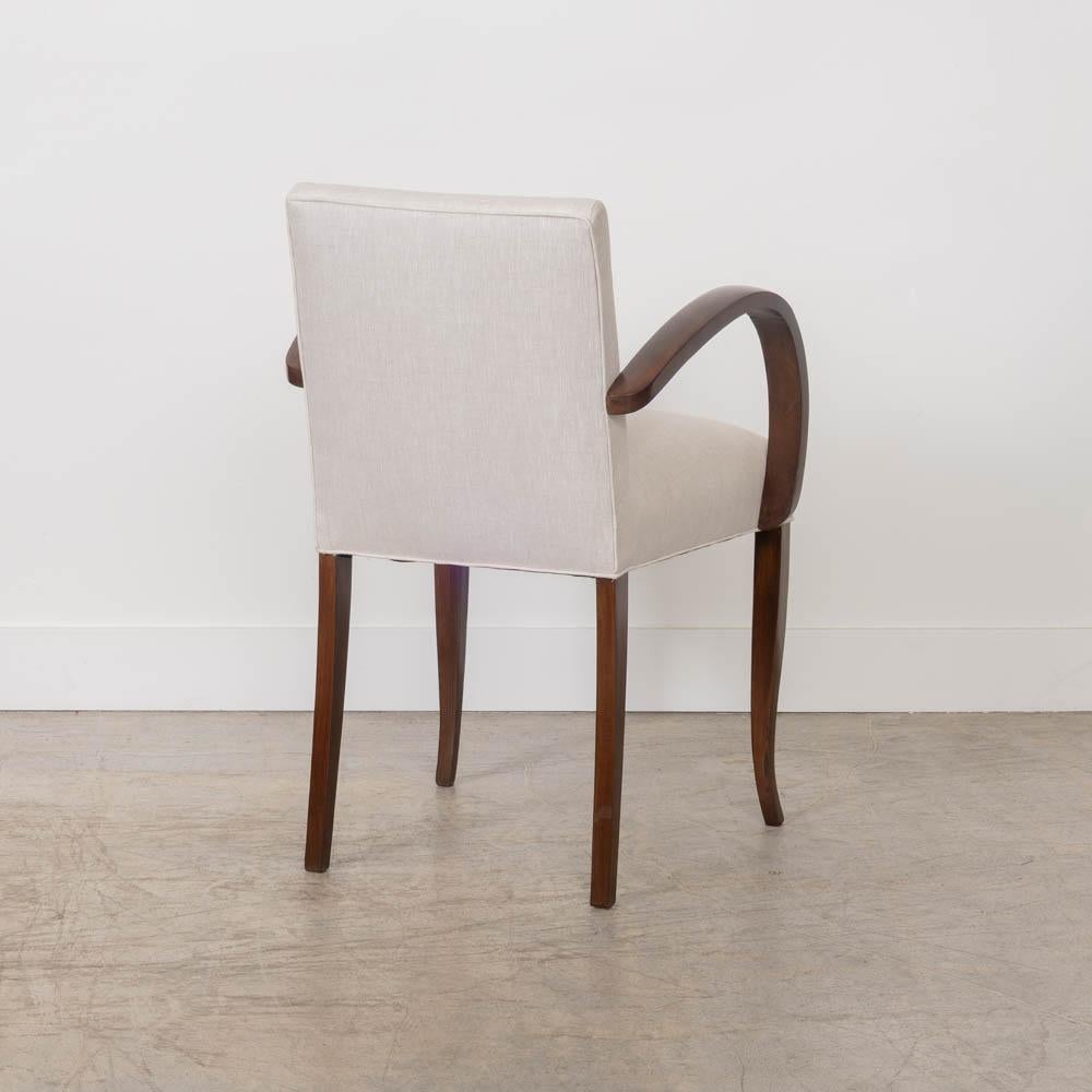 Sedia laterale francese in Wood e lino in vendita 3