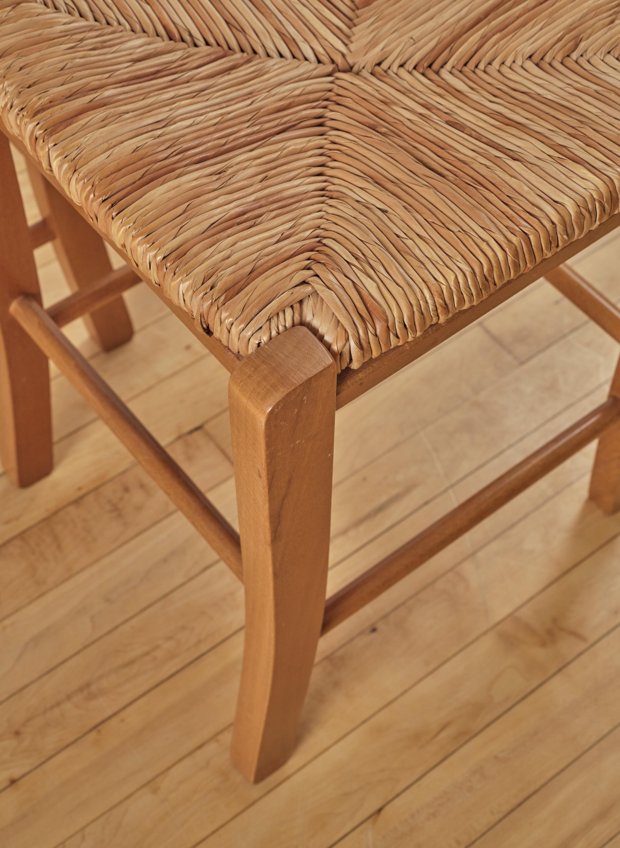 French Wood and Rush Stool For Sale 1