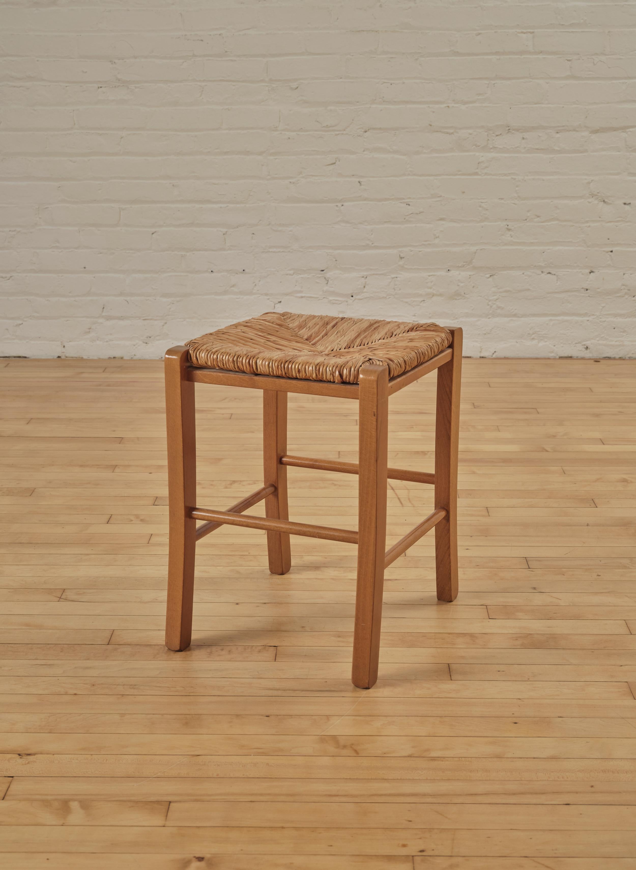 French Wood and Rush Stool For Sale 2
