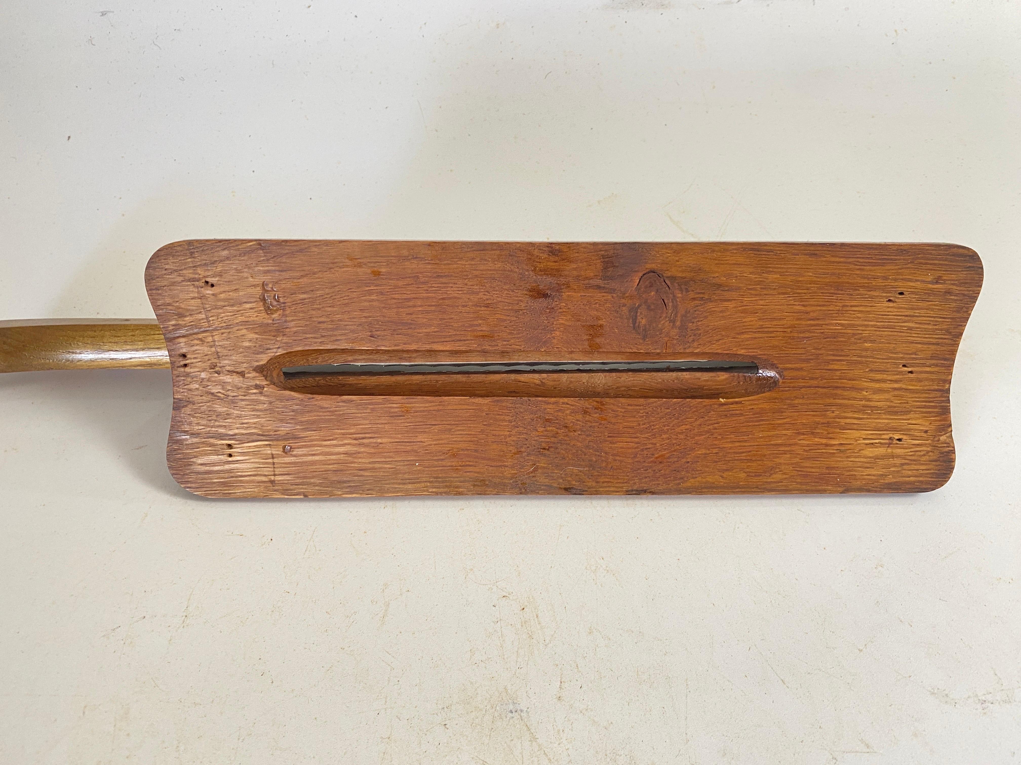 French Wood and Steel Bread Knife on a wood plate brown Color 20th Century For Sale 2