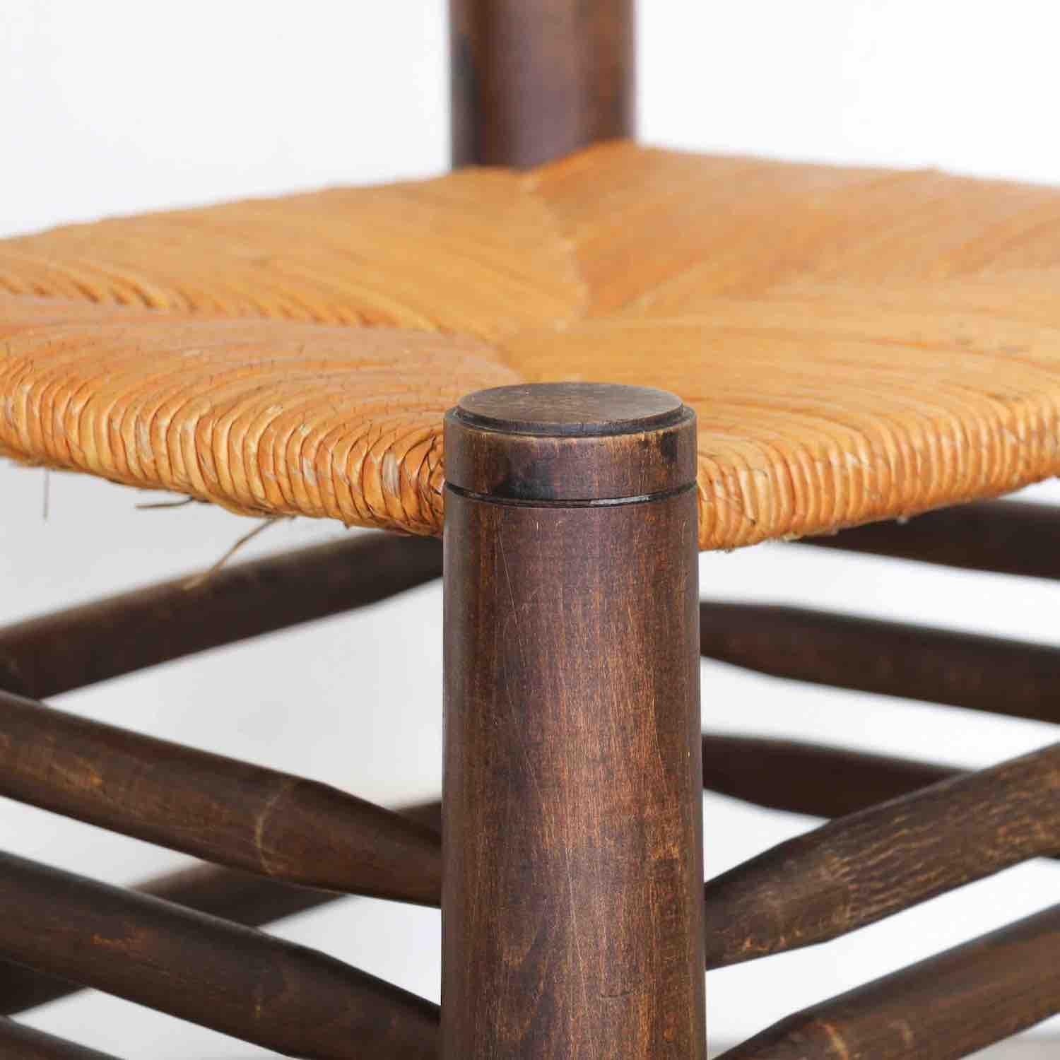 Französischer Stuhl aus Holz und gewebtem Holz von Charles Dudouyt im Angebot 6