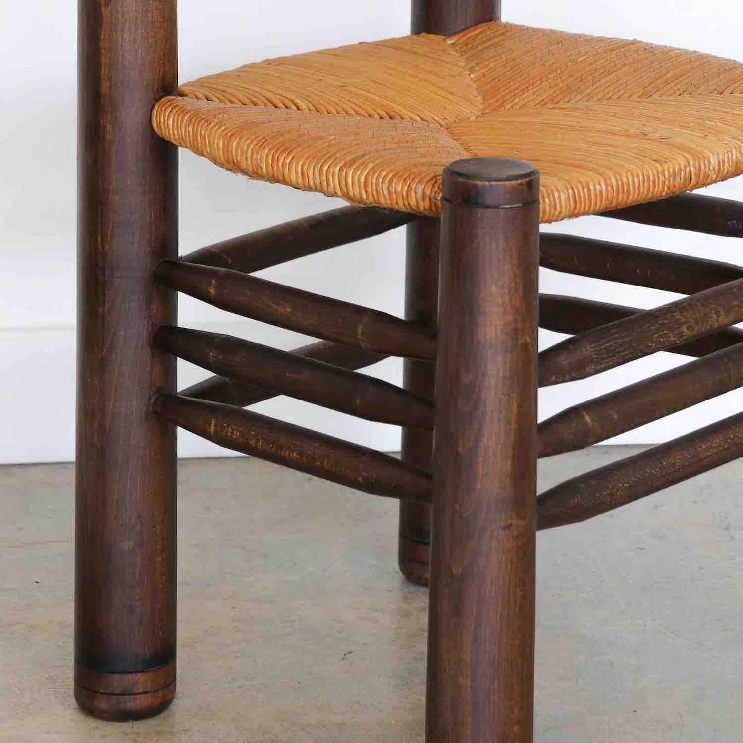 Französischer Stuhl aus Holz und gewebtem Holz von Charles Dudouyt im Angebot 7
