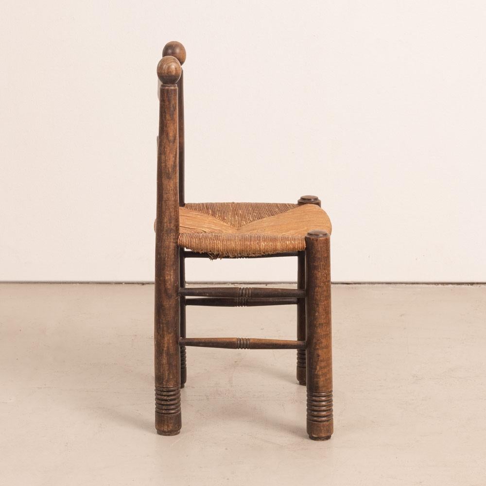 Rush French Wood and Woven Chair by Charles Dudouyt For Sale