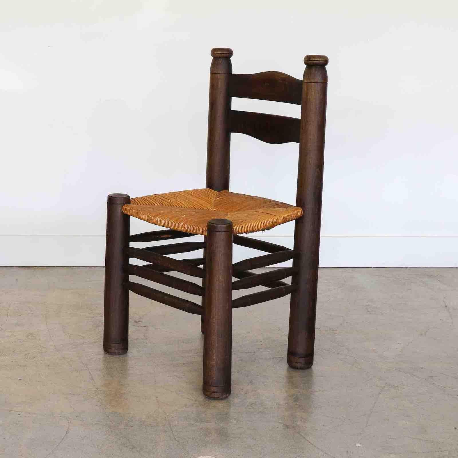 Französischer Stuhl aus Holz und gewebtem Holz von Charles Dudouyt im Angebot 1